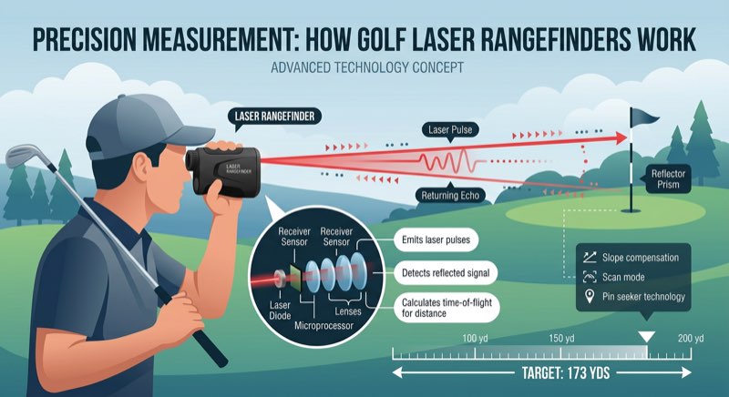 Golf Laser Distanzmesser Funktionsweise — Laserstrahl zur Fahne