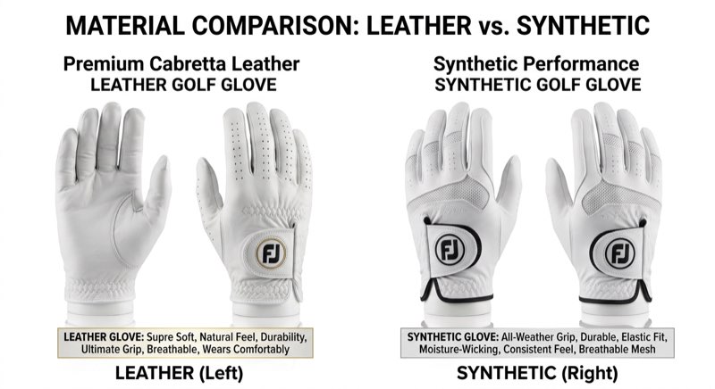 Golfhandschuh Materialvergleich — Leder, Känguru-Leder und Synthetik