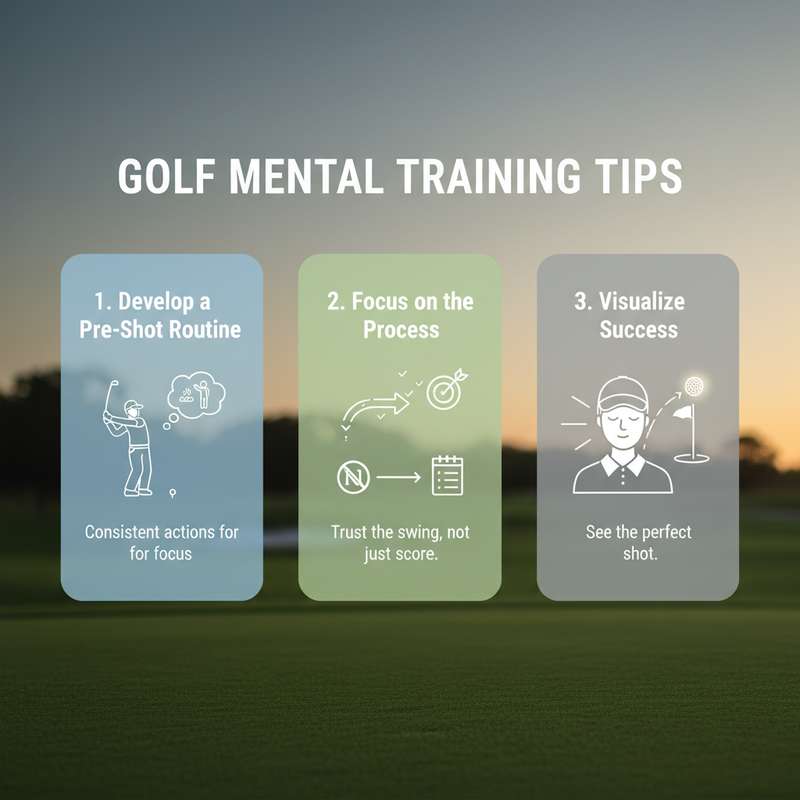 Golfer übt Atemtechnik vor dem Schlag zur Entspannung