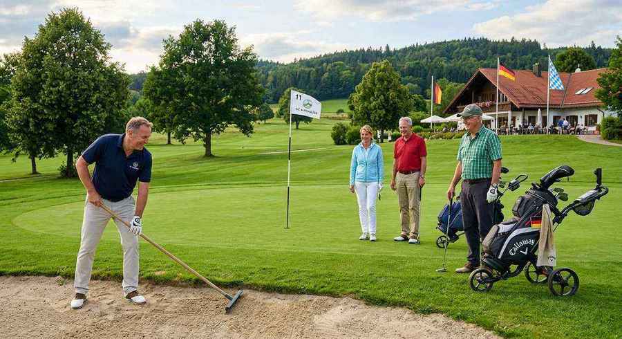 Gruppe von Golfern auf dem Platz — Golf-Etikette und Gemeinschaft