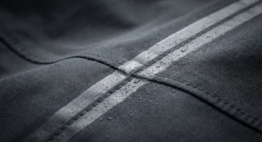 Golf Regenjacke Detail Nahtabdichtung Wasserdichtigkeit Test