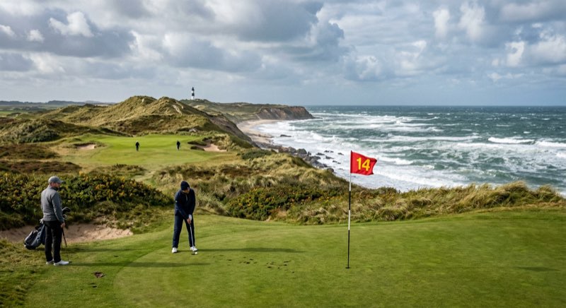 Golfplatz an der Nordsee — Fairway mit Meerblick